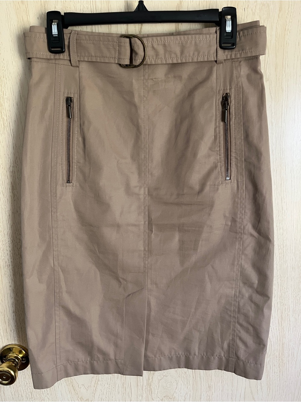 Akris Punto Skirt 8 Women Belted Tan Pencil Skirt Neutral Khaki Luxury $598